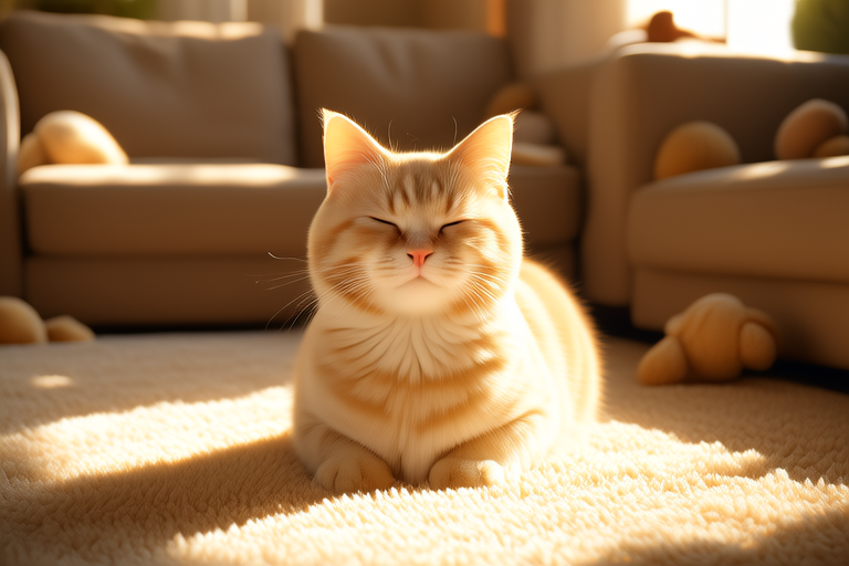 The Cozy Life of a Golden British Shorthair at Home